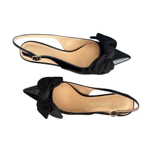 New in Box Jack Rogers Black Bow Patent Kitten Heels 8 - Picture 6 of 10